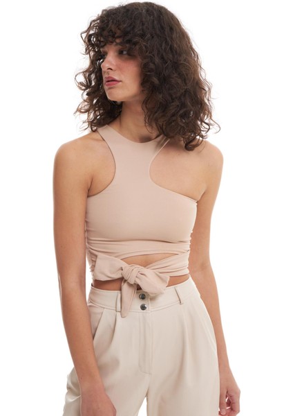 Dekolte Detaylı Bağlamalı Bluz Bej fiyatları