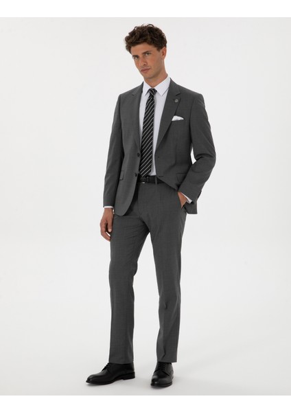 Erkek Füme Slim Fit Takım Elbise 50313966-VR058 fırsatları