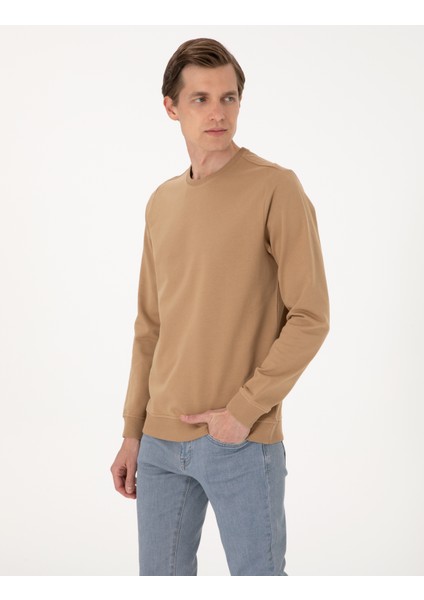 Erkek Açık Kahverengi 2 Iplik Regular Fit Bisiklet Yaka Basic Sweatshirt 50314054-VR002 modelleri