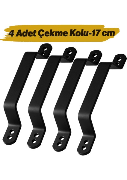Metal El Tutamagı Çekme Kolu Kapı Tutma Kulbu 17 cm Kulp Kapı Tutamağı Kulpu Mat Siyah Renk (4 Adet)