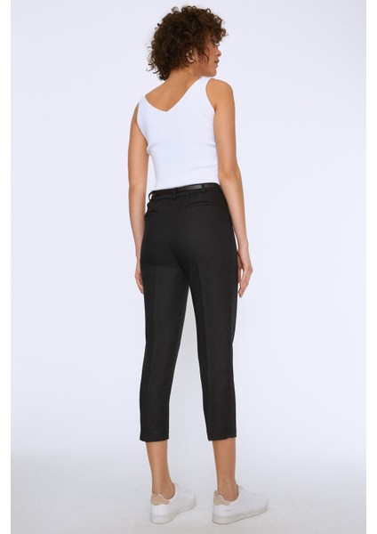 Yüksek Bel Kemerli Pantolon Siyah fırsatları