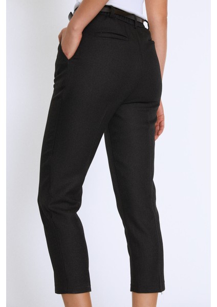 Yüksek Bel Kemerli Pantolon Siyah indirimleri