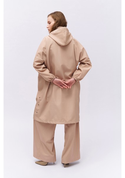 Oversize Kapüşonlu Trençkot Bej indirimleri