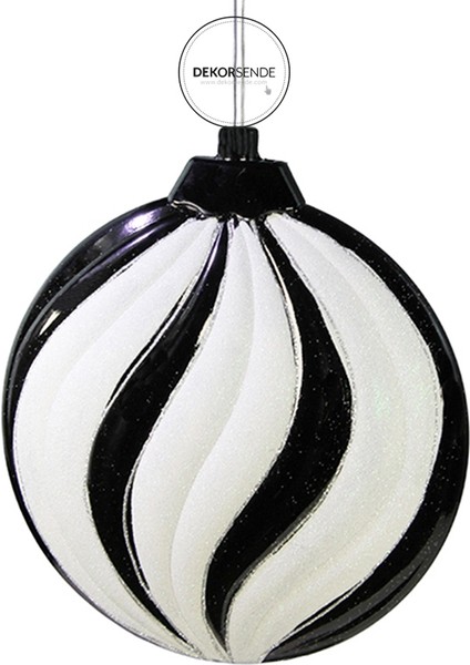 Yılbaşı Süsü Dalgalı Şeritli Top Siyah Beyaz 40 cm fiyatları