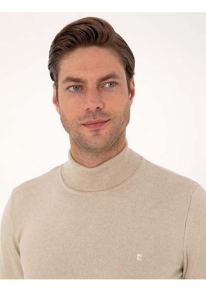 Erkek Kum Melanj Slim Fit Balıkçı Yaka Basic Triko Kazak 50314202-VR123 fiyatları