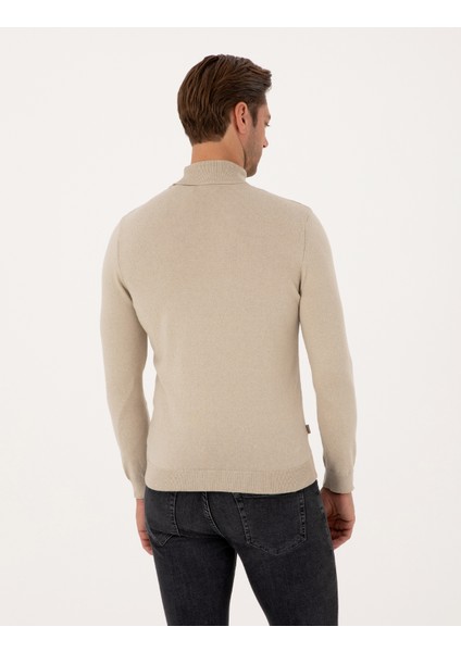 Erkek Kum Melanj Slim Fit Balıkçı Yaka Basic Triko Kazak 50314202-VR123 indirimleri