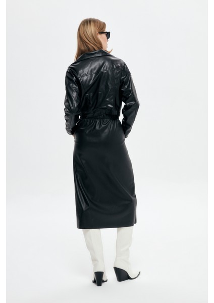 Biker Cepli Deri Ceket Siyah indirimleri