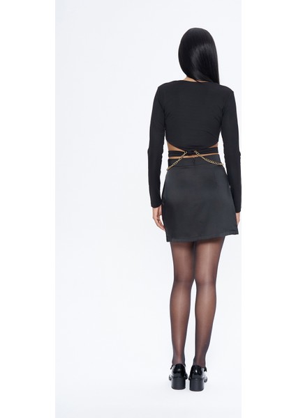 Zincir Detaylı Crop Bluz Siyah indirimleri