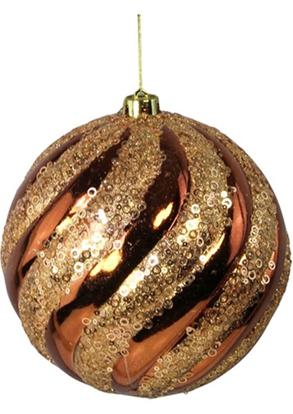 Yılbaşı Süsü Pullu Dönence Top Kahverengi 20 cm