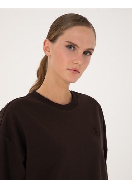 Kadın Kahverengi Oversize Sweatshirt 50314963-VR029 fiyatları