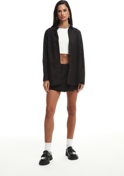 Oversize Basic Gömlek Siyah