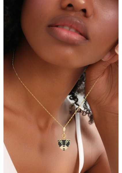 Kadın 925 Ayar Lazer Mineli Panter Kolye