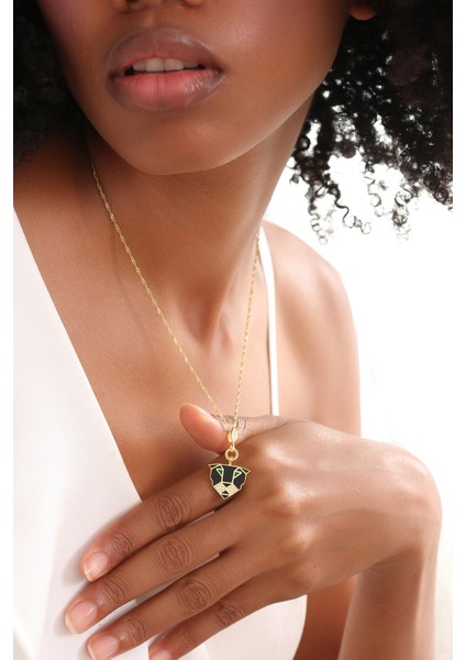 Kadın 925 Ayar Lazer Mineli Panter Kolye modelleri