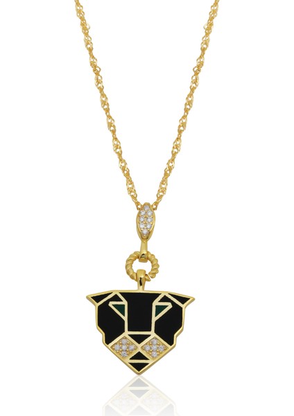 Kadın 925 Ayar Lazer Mineli Panter Kolye fırsatları