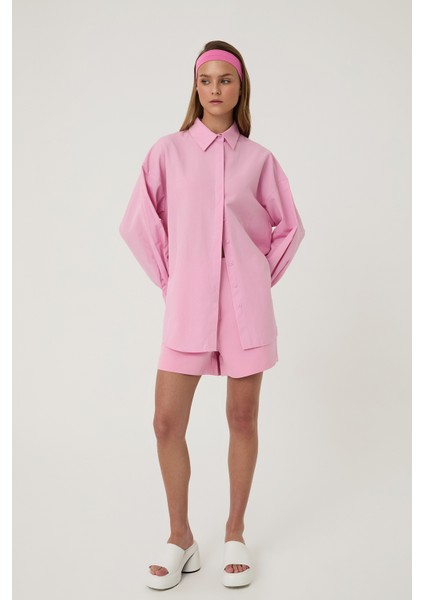 Oversize Basic Gömlek Pembe modelleri