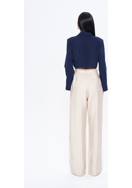 Kruvaze Crop Blazer Ceket Lacivert indirimleri