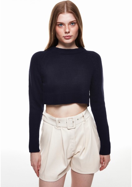 Crop Triko Kazak Lacivert