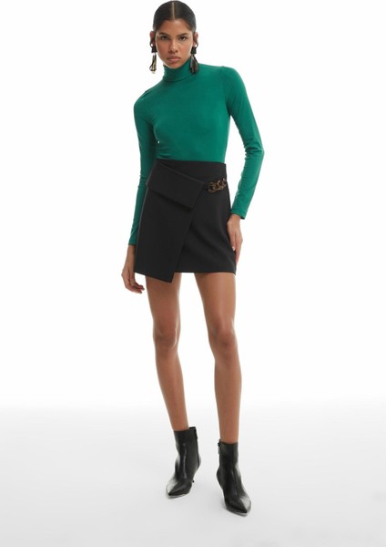 Asimetrik Zincirli Etek-Siyah