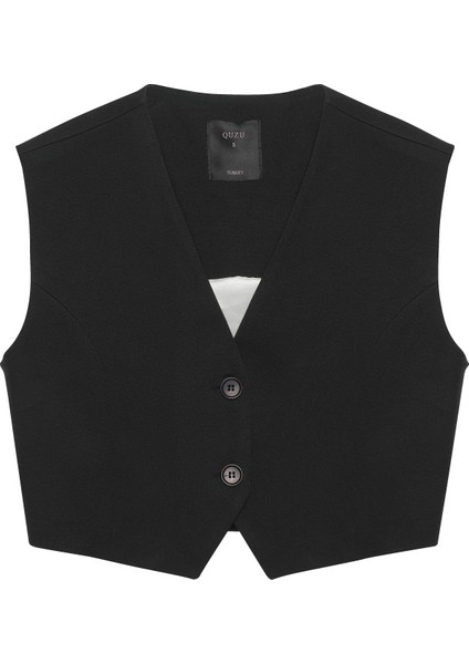 Düğme Detaylı Kısa Yelek Ceket Siyah fiyatları