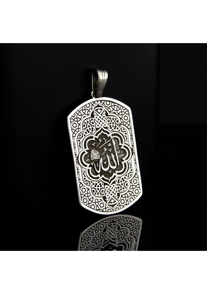 925 Ayar Gümüş Allah Lafzı Işlemeli Erkek Yüzük ve Kolye modelleri