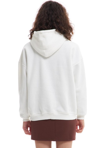 Kapüşonlu Kanguru Cepli Sweatshirt Ekru indirimleri