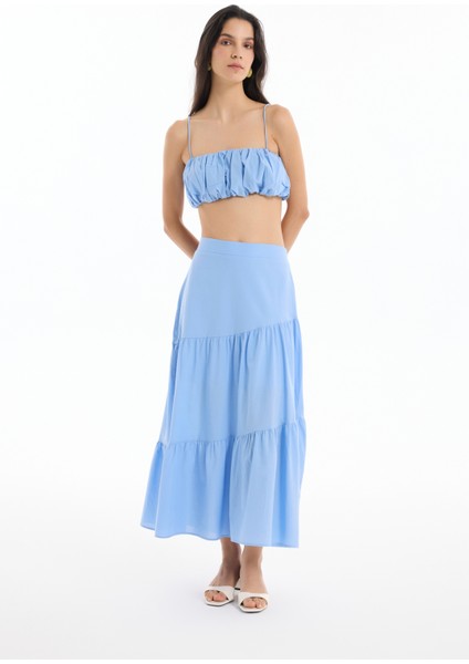 Ince Askılı Balon Büstiyer Bluz Mavi modelleri