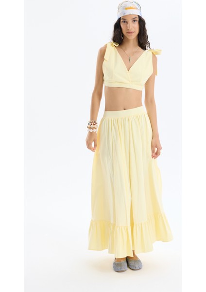 Bağlama Detaylı Kruvaze Büstiyer Bluz Sarı fırsatları