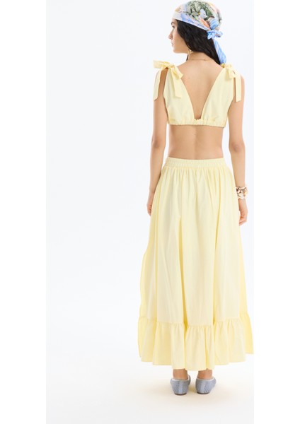 Bağlama Detaylı Kruvaze Büstiyer Bluz Sarı indirimleri