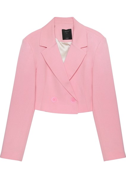Vatka Detaylı Crop Blazer Ceket Pembe fiyatları