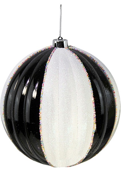 Yılbaşı Süsü Dilimli Top Siyah Beyaz 20 cm