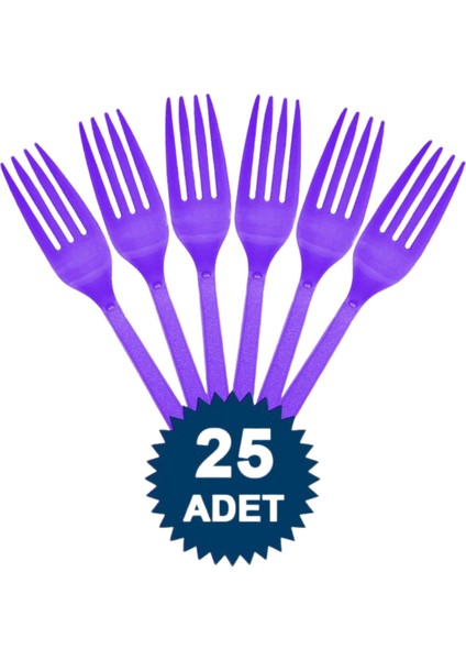 Renkli Plastik Çatal Doğum Günü Çatalı 25 Adet