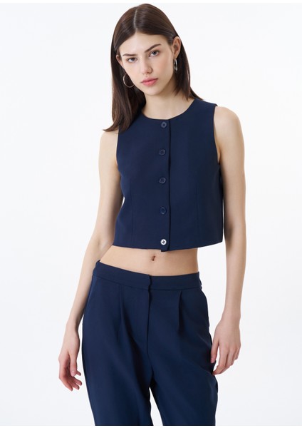 Düğme Detaylı Yelek Ceket Lacivert fırsatları