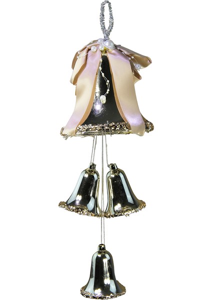 Yılbaşı Süsü Incili Çoklu Çan Şampanya 30 cm