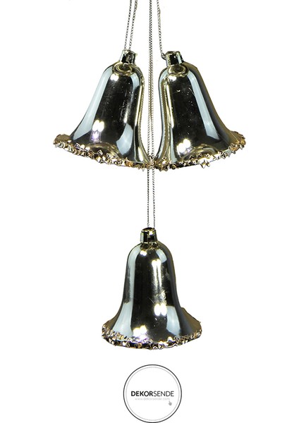 Yılbaşı Süsü Incili Çoklu Çan Şampanya 30 cm modelleri