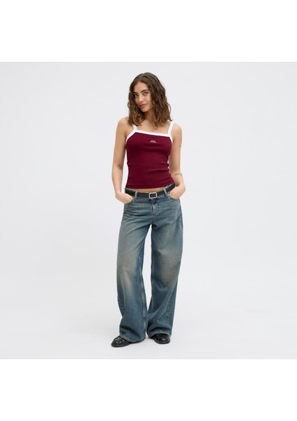 Streç Kalip Nakis Islemeli Kare Yaka Bluz - Fifi fırsatları