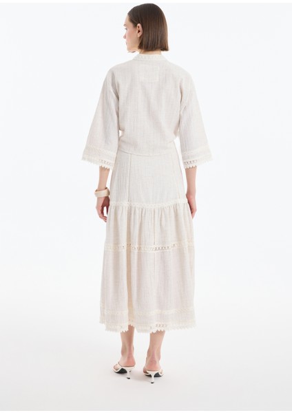 Şerit Dantelli Bağlamalı Kimono Naturel indirimleri