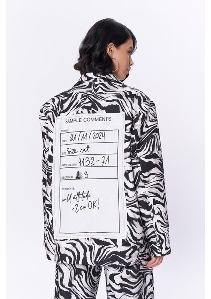 Zebra Desenli Oversize Blazer Ceket Siyah indirimleri