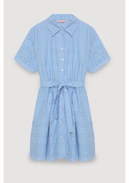 Fisto Detaylı Bağlamalı Mini Elbise Mavi fiyatları