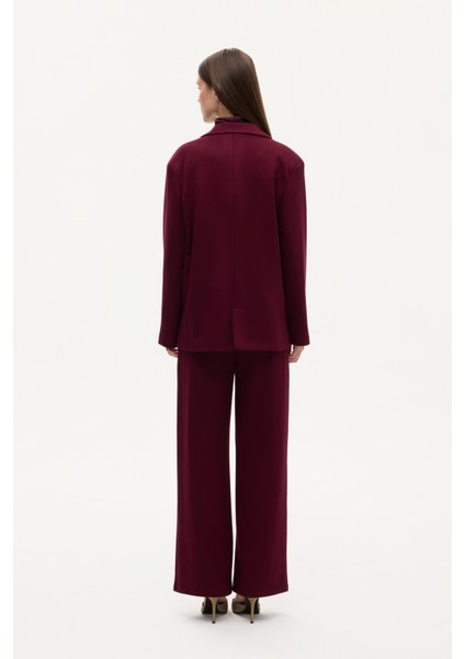 Tek Düğmeli Yumuşak Dokulu Oversize Blazer Ceket Vişne indirimleri