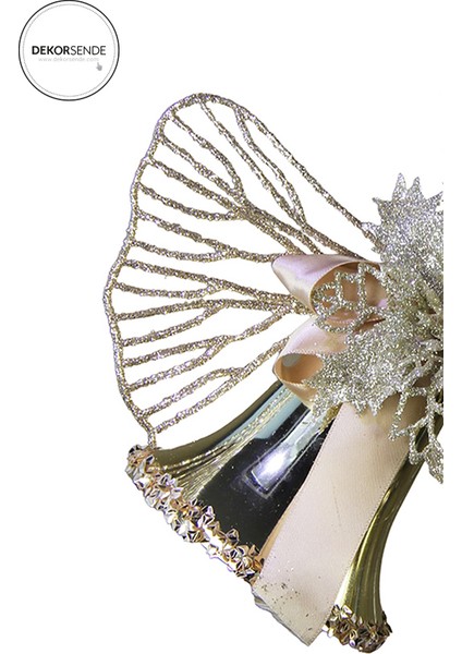 Yılbaşı Süsü Manolya Detaylı Çan Şampanya 20 cm fiyatları