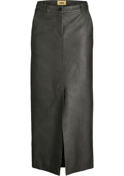 Kadin Deri Görünümlü Maxi Boy Yirtmaçli Etek - Maddy indirimleri