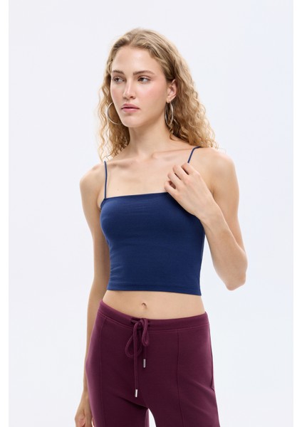 Modal Askılı Crop Basic Atlet Lacivert modelleri