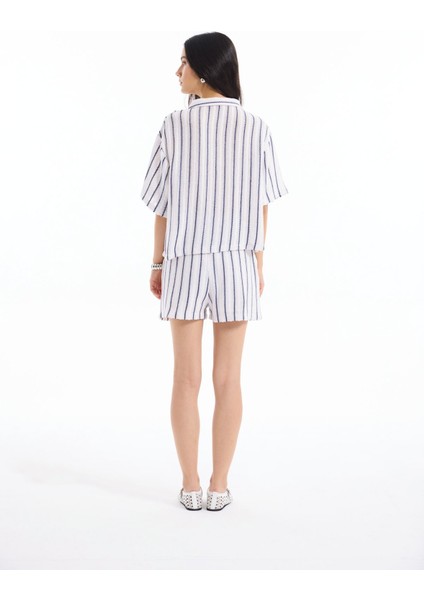 Örgü Detaylı Bağlamalı Kısa Kol Gömlek Ekru indirimleri