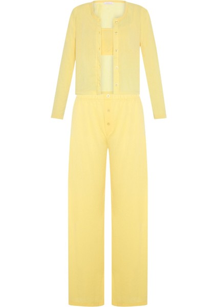 Betsy Sarı 3 Lü Set Pijama Takımı