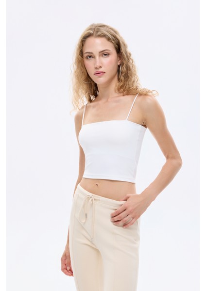 Ip Askılı Basic Crop Atlet Ekru fırsatları