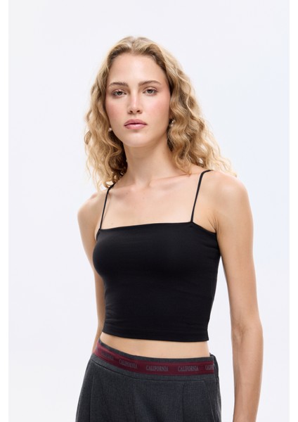 Askılı Crop Basic Atlet Siyah modelleri