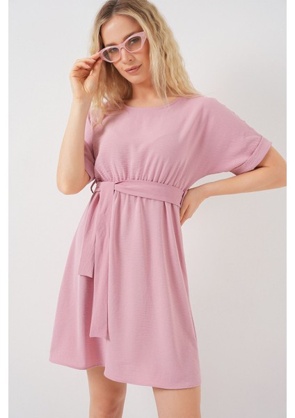 Kadın BDART Kemerli İkili Mini Elbise Pink modelleri