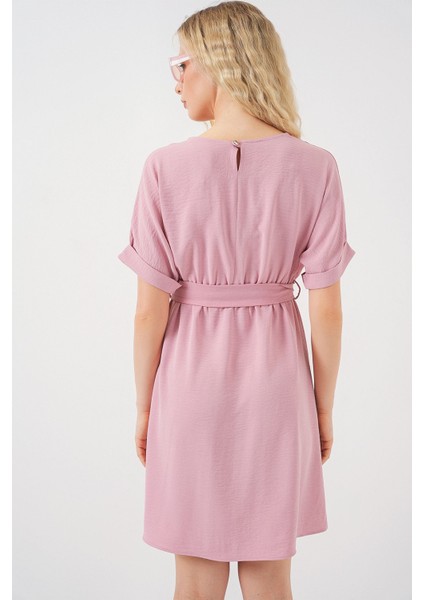 Kadın BDART Kemerli İkili Mini Elbise Pink