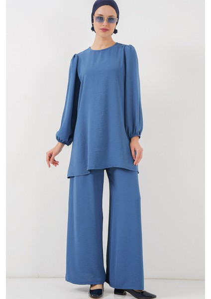 Kadın BDART Düzenli Yaka ve Uzun Kol İki Parça Koordinat Seti Gök Mavisi