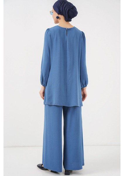Kadın BDART Düzenli Yaka ve Uzun Kol İki Parça Koordinat Seti Gök Mavisi